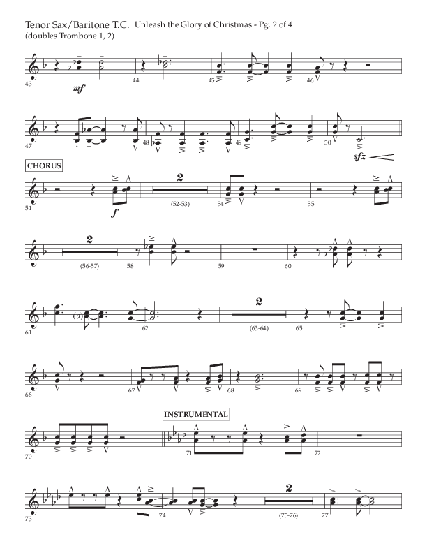 Unleash The Glory Of Christmas (Choral Anthem SATB) Tenor Sax/Baritone T.C. (Lifeway Choral / Arr. John Bolin)