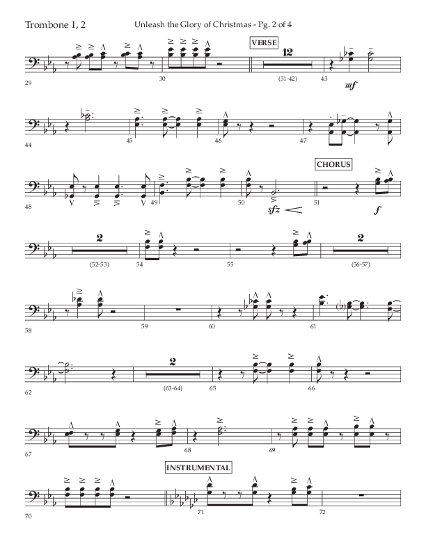 Unleash The Glory Of Christmas (Choral Anthem SATB) Trombone 1/2 (Lifeway Choral / Arr. John Bolin)