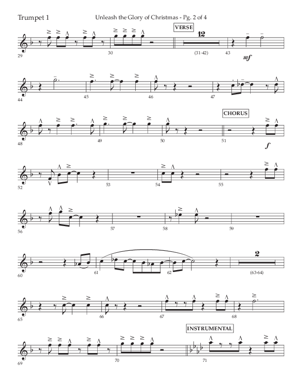 Unleash The Glory Of Christmas (Choral Anthem SATB) Trumpet 1 (Lifeway Choral / Arr. John Bolin)