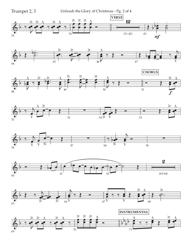 Unleash The Glory Of Christmas (Choral Anthem SATB) Trumpet 2/3 (Lifeway Choral / Arr. John Bolin)