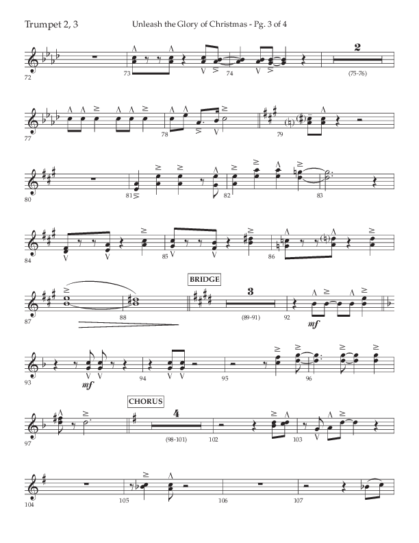 Unleash The Glory Of Christmas (Choral Anthem SATB) Trumpet 2/3 (Lifeway Choral / Arr. John Bolin)