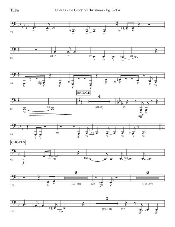 Unleash The Glory Of Christmas (Choral Anthem SATB) Tuba (Lifeway Choral / Arr. John Bolin)