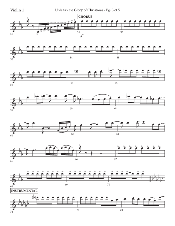 Unleash The Glory Of Christmas (Choral Anthem SATB) Violin 1 (Lifeway Choral / Arr. John Bolin)