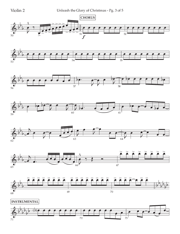 Unleash The Glory Of Christmas (Choral Anthem SATB) Violin 2 (Lifeway Choral / Arr. John Bolin)