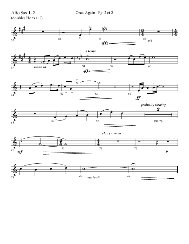 Once Again (Choral Anthem SATB) Alto Sax 1/2 (Lifeway Choral / Arr. John Bolin)