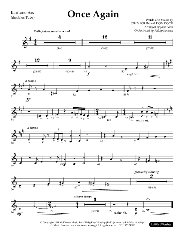 Once Again (Choral Anthem SATB) Bari Sax (Lifeway Choral / Arr. John Bolin)