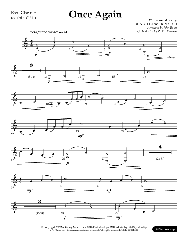 Once Again (Choral Anthem SATB) Bass Clarinet (Lifeway Choral / Arr. John Bolin)
