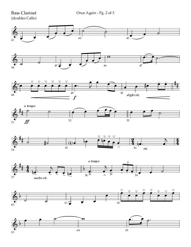Once Again (Choral Anthem SATB) Bass Clarinet (Lifeway Choral / Arr. John Bolin)