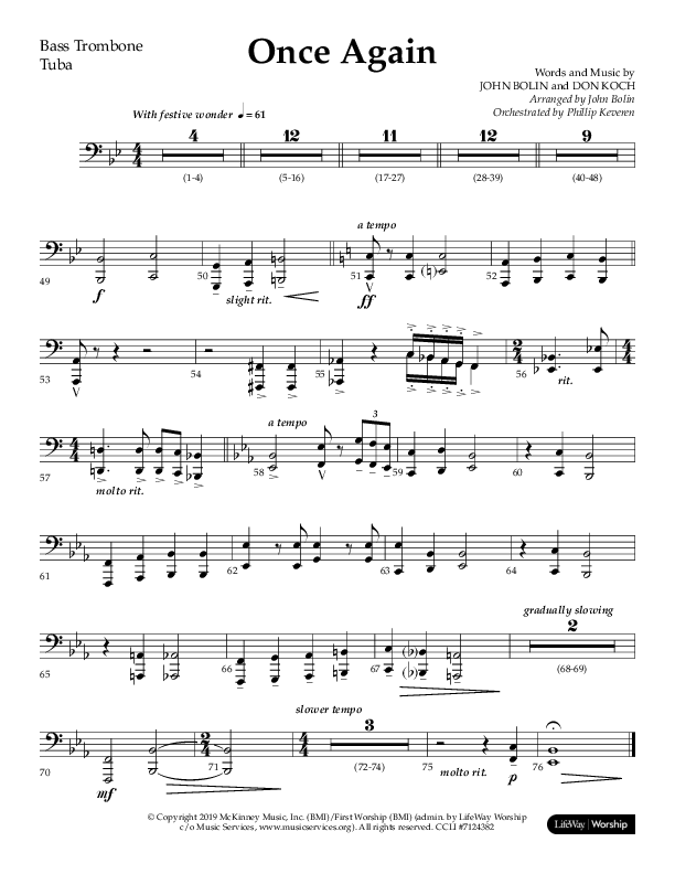 Once Again (Choral Anthem SATB) Bass Trombone (Lifeway Choral / Arr. John Bolin)