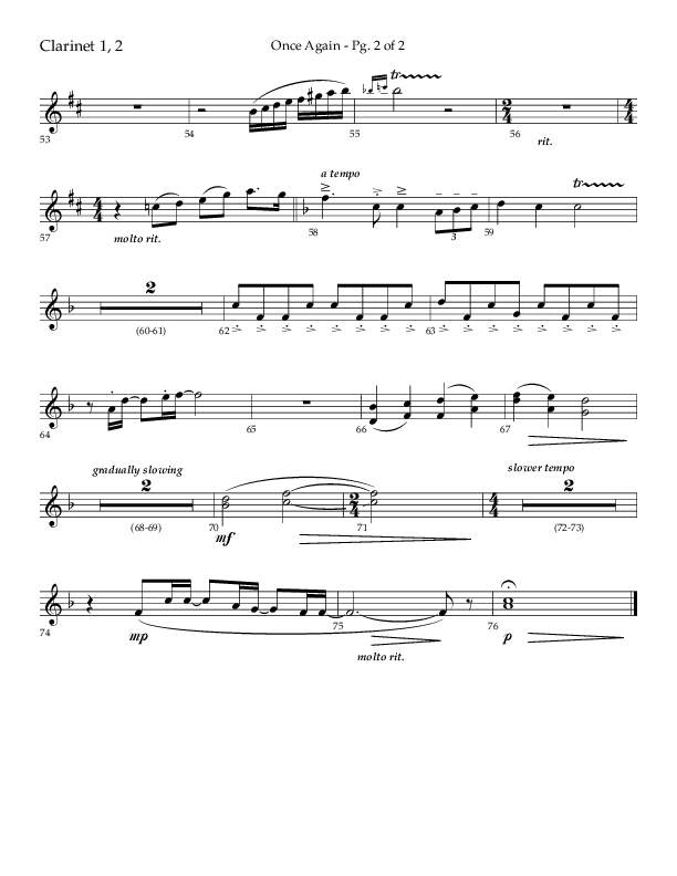 Once Again (Choral Anthem SATB) Clarinet 1/2 (Lifeway Choral / Arr. John Bolin)