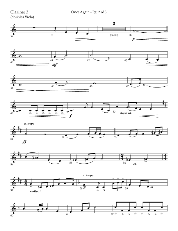 Once Again (Choral Anthem SATB) Clarinet 3 (Lifeway Choral / Arr. John Bolin)