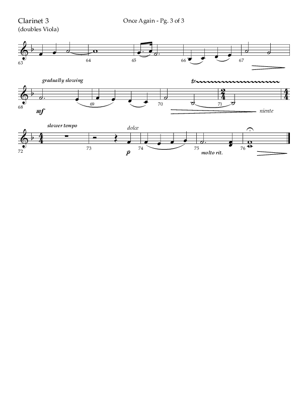 Once Again (Choral Anthem SATB) Clarinet 3 (Lifeway Choral / Arr. John Bolin)