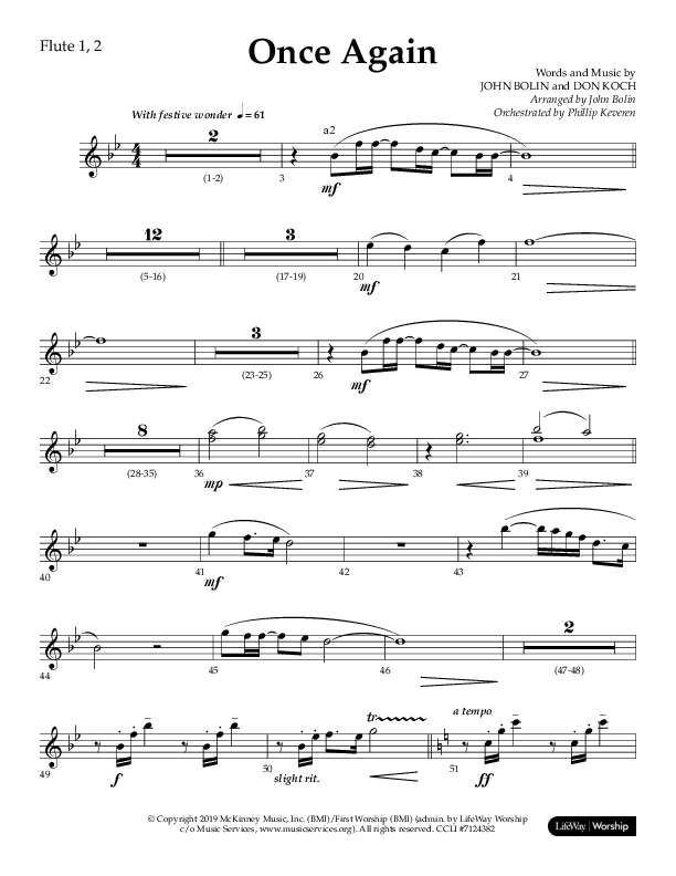Once Again (Choral Anthem SATB) Flute 1/2 (Lifeway Choral / Arr. John Bolin)