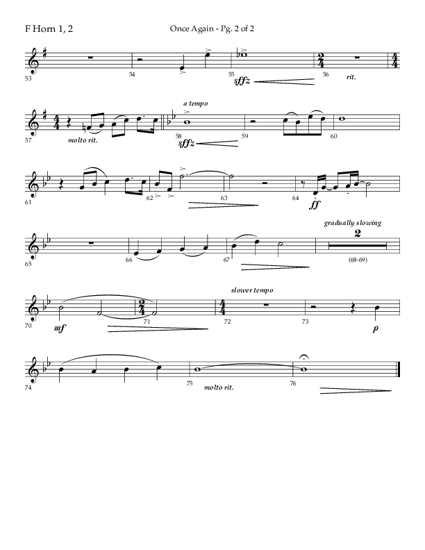 Once Again (Choral Anthem SATB) French Horn 1/2 (Lifeway Choral / Arr. John Bolin)