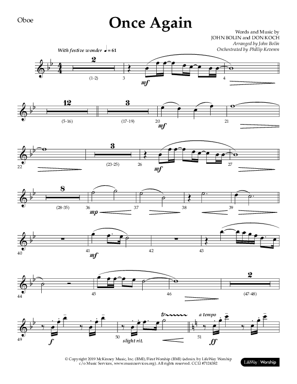 Once Again (Choral Anthem SATB) Oboe (Lifeway Choral / Arr. John Bolin)