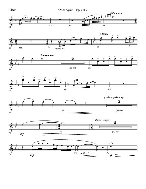 Once Again (Choral Anthem SATB) Oboe (Lifeway Choral / Arr. John Bolin)