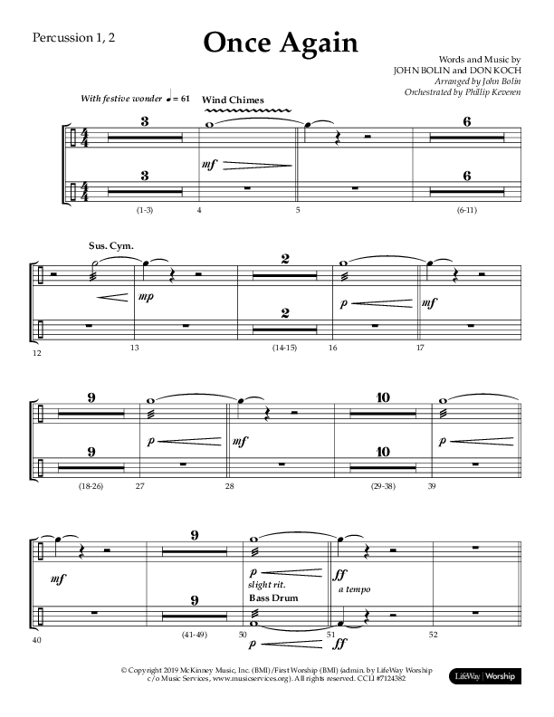 Once Again (Choral Anthem SATB) Percussion 1/2 (Lifeway Choral / Arr. John Bolin)