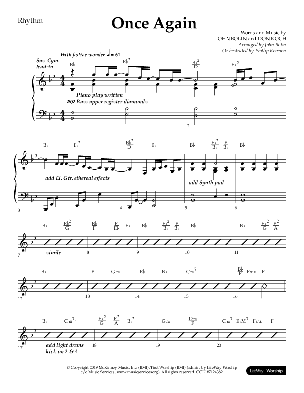 Once Again (Choral Anthem SATB) Lead Melody & Rhythm (Lifeway Choral / Arr. John Bolin)