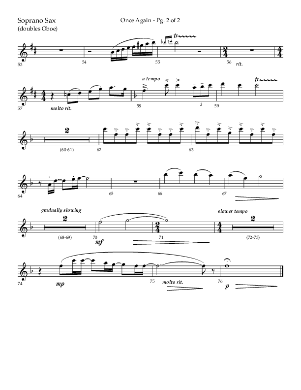 Once Again (Choral Anthem SATB) Soprano Sax (Lifeway Choral / Arr. John Bolin)