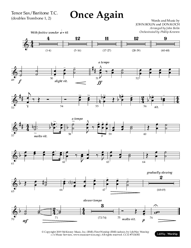 Once Again (Choral Anthem SATB) Tenor Sax/Baritone T.C. (Lifeway Choral / Arr. John Bolin)