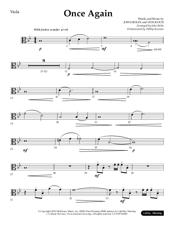 Once Again (Choral Anthem SATB) Viola (Lifeway Choral / Arr. John Bolin)