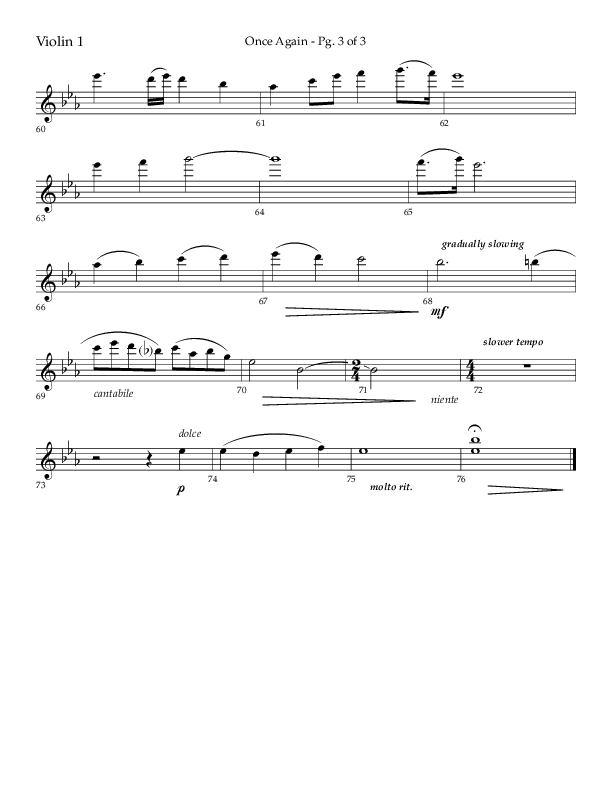 Once Again (Choral Anthem SATB) Violin 1 (Lifeway Choral / Arr. John Bolin)