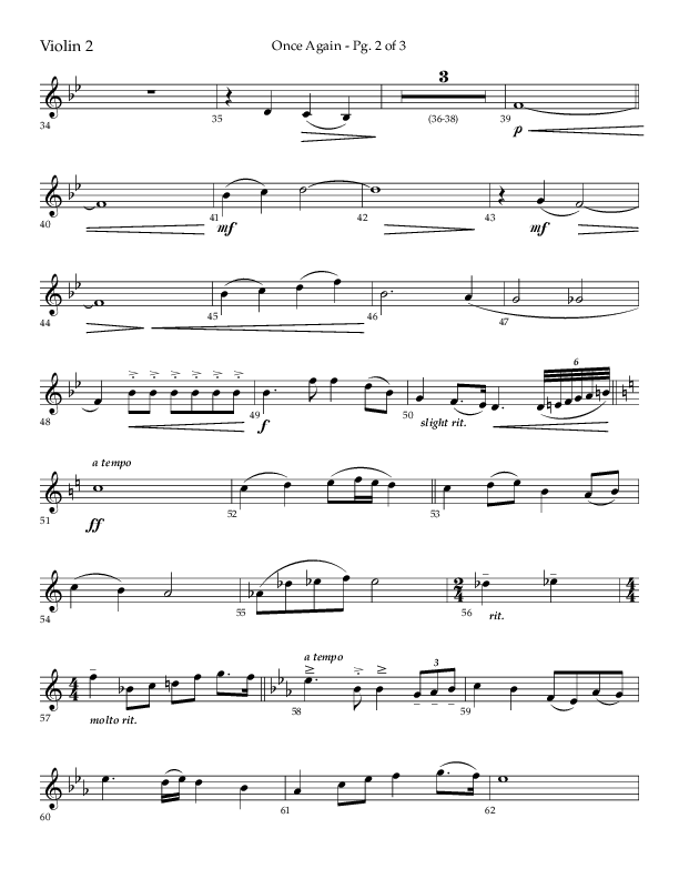 Once Again (Choral Anthem SATB) Violin 2 (Lifeway Choral / Arr. John Bolin)