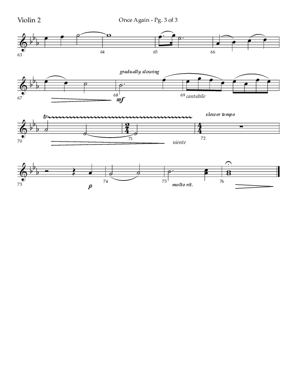 Once Again (Choral Anthem SATB) Violin 2 (Lifeway Choral / Arr. John Bolin)
