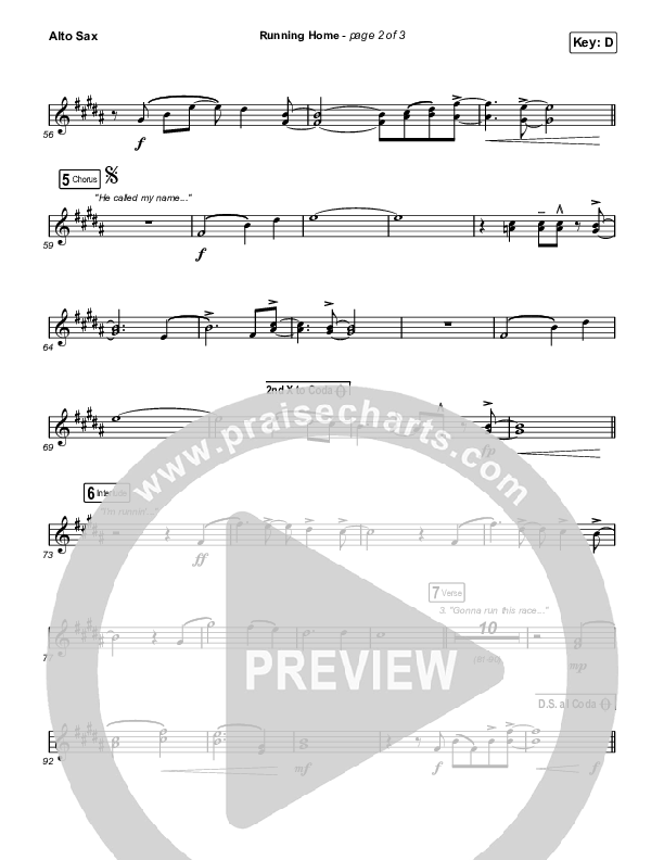 Running Home Alto Sax Sheet Music PDF (Cochren & Co) PraiseCharts