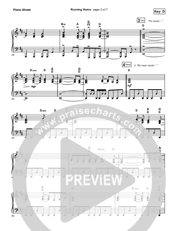 Running Home Piano Sheet (Cochren & Co)