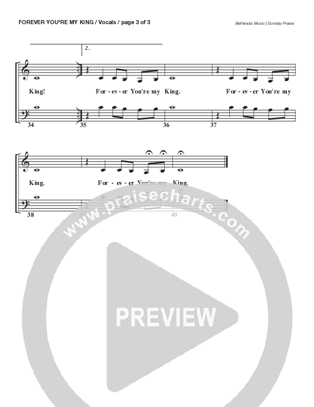 Forever You're My King (Live) Choir Sheet (SATB) (Bethesda Music / Arr. Brent Brunson)