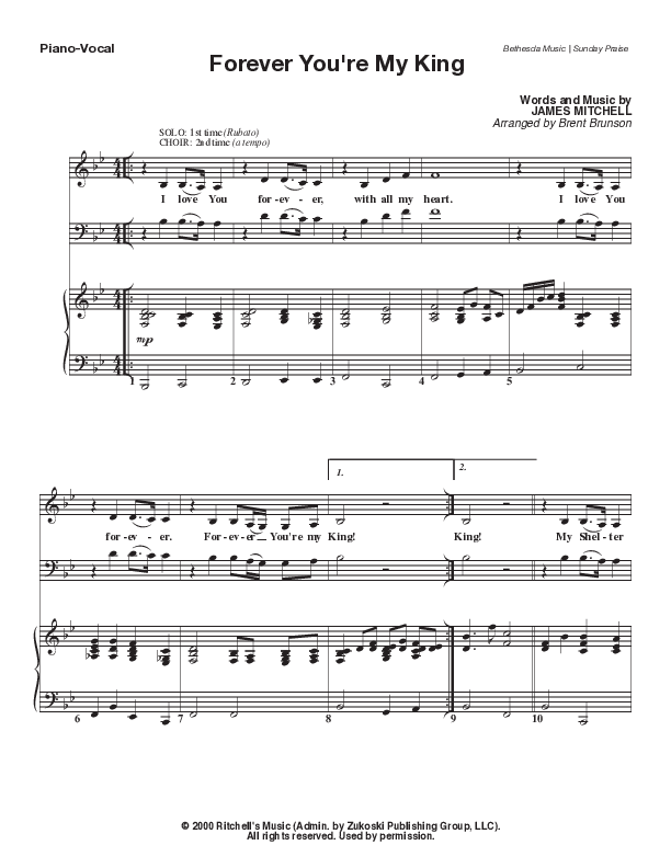Forever You're My King (Live) Anthem (SATB/Piano) (Bethesda Music / Arr. Brent Brunson)