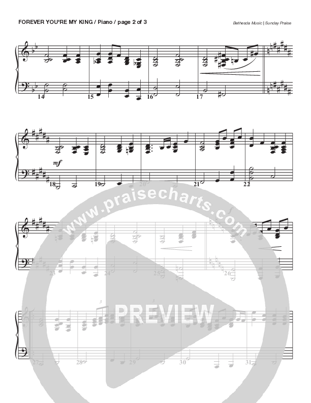 Forever You're My King (Live) Piano Sheet (Bethesda Music / Arr. Brent Brunson)