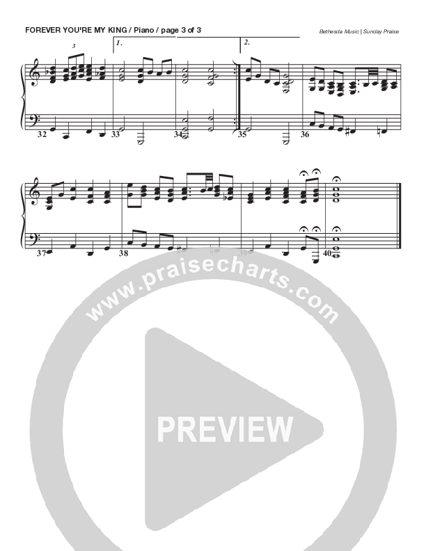 Forever You're My King (Live) Piano Sheet (Bethesda Music / Arr. Brent Brunson)