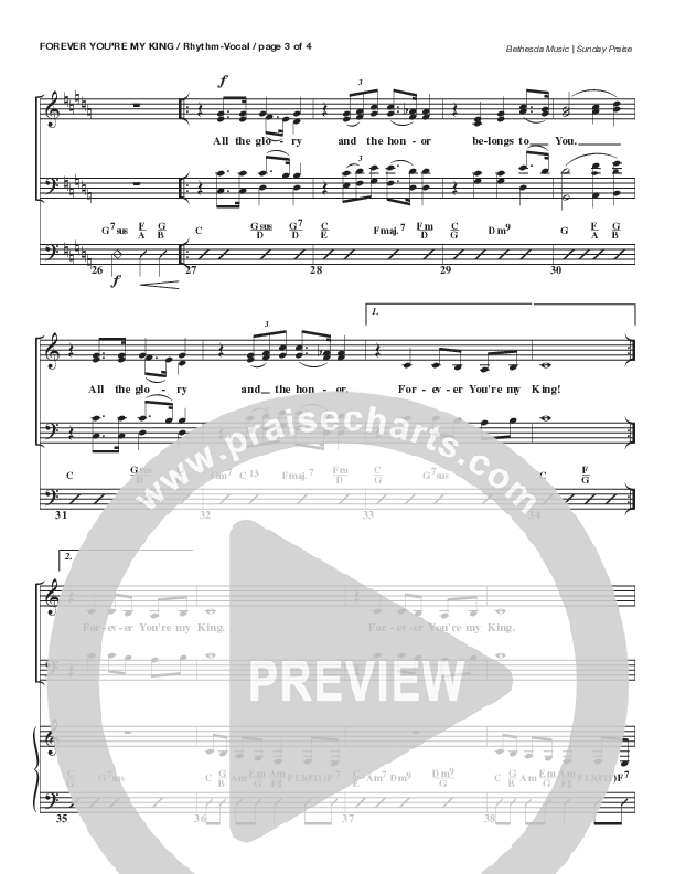 Forever You're My King (Live) Rhythm/Vocal (Bethesda Music / Arr. Brent Brunson)