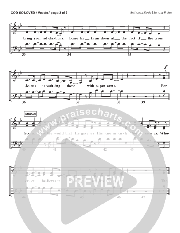 God So Loved (Live) Choir Sheet (SATB) (Bethesda Music / Arr. Brent Brunson)