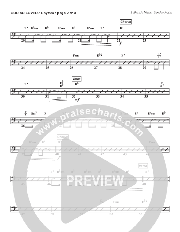 God So Loved (Live) Rhythm Chart (Bethesda Music / Arr. Brent Brunson)