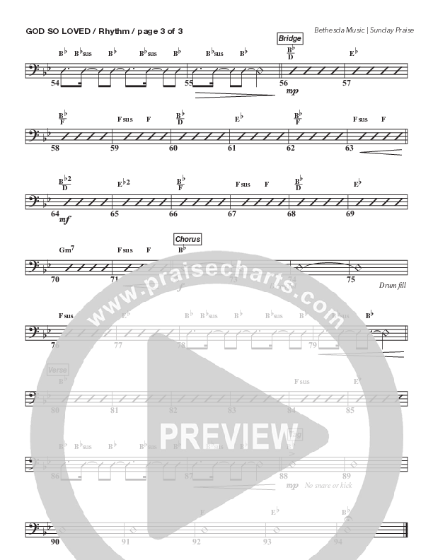 God So Loved (Live) Rhythm Chart (Bethesda Music / Arr. Brent Brunson)