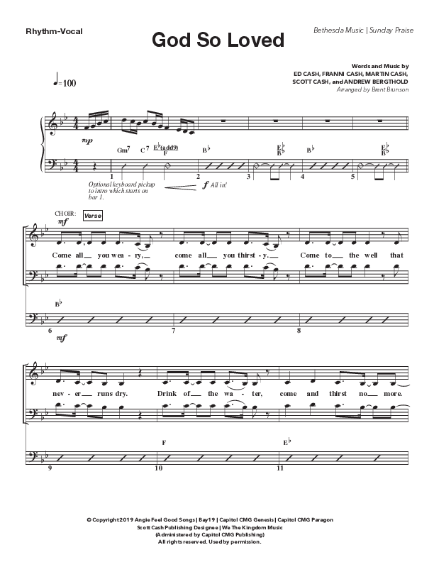 God So Loved (Live) Rhythm/Vocal (Bethesda Music / Arr. Brent Brunson)