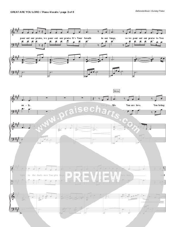 Great Are You Lord (Live) Anthem (SATB/Piano) (Bethesda Music / Arr. Brent Brunson)
