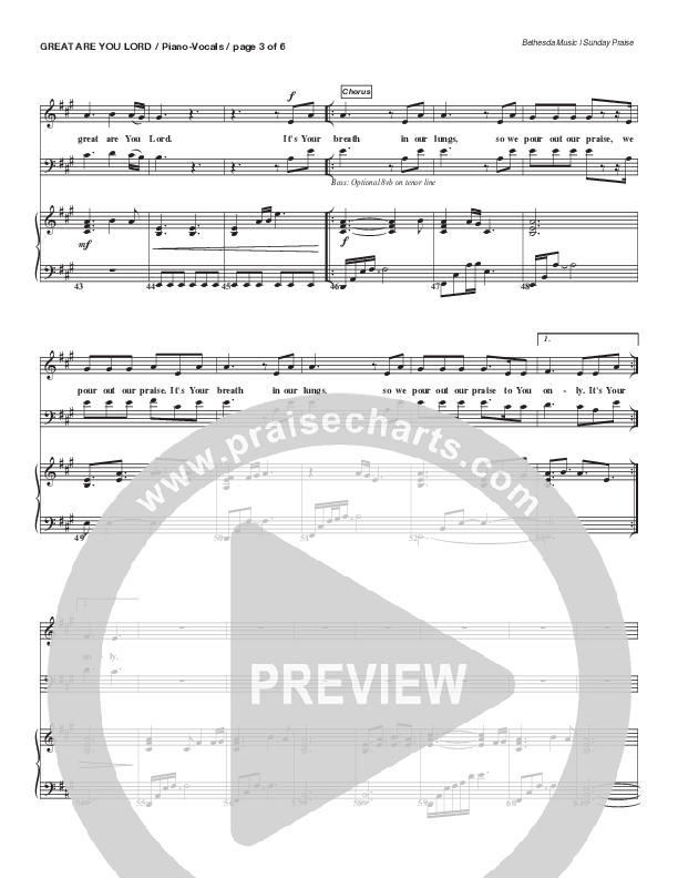 Great Are You Lord (Live) Anthem (SATB/Piano) (Bethesda Music / Arr. Brent Brunson)