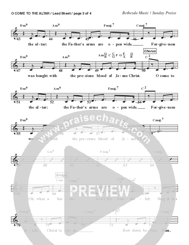 O Come To The Altar (Live) Lead Sheet Melody (Bethesda Music / Arr. Brent Brunson)