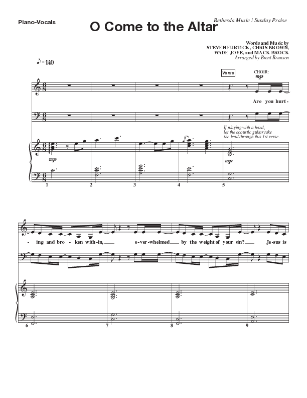 O Come To The Altar (Live) Anthem (SATB/Piano) (Bethesda Music / Arr. Brent Brunson)