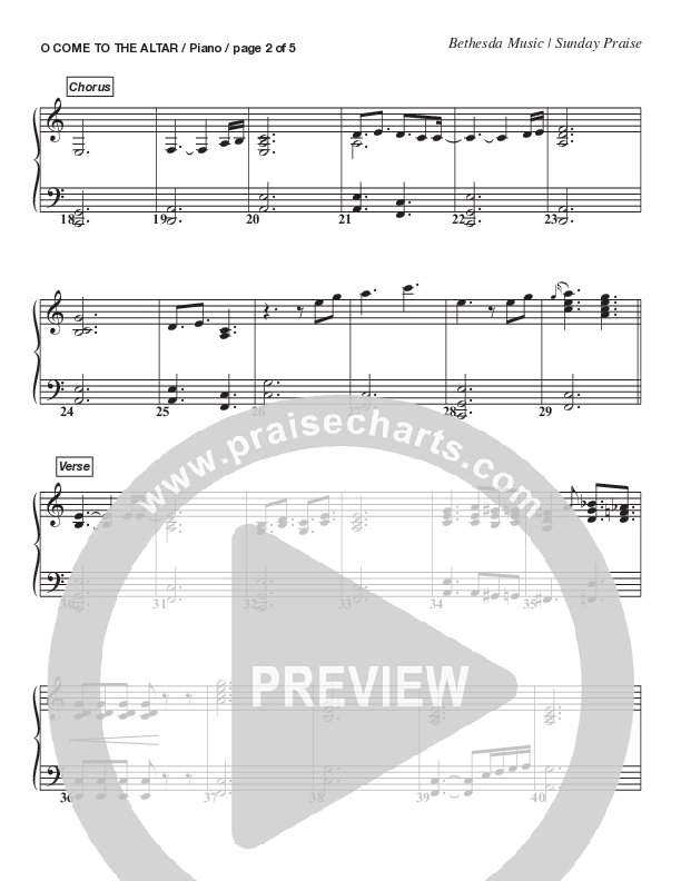O Come To The Altar (Live) Piano Sheet (Bethesda Music / Arr. Brent Brunson)