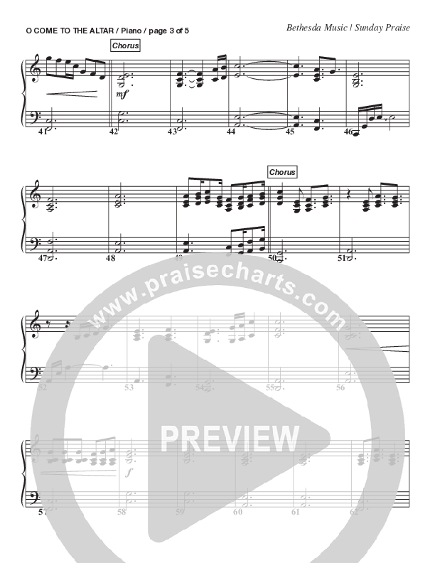 O Come To The Altar (Live) Piano Sheet (Bethesda Music / Arr. Brent Brunson)