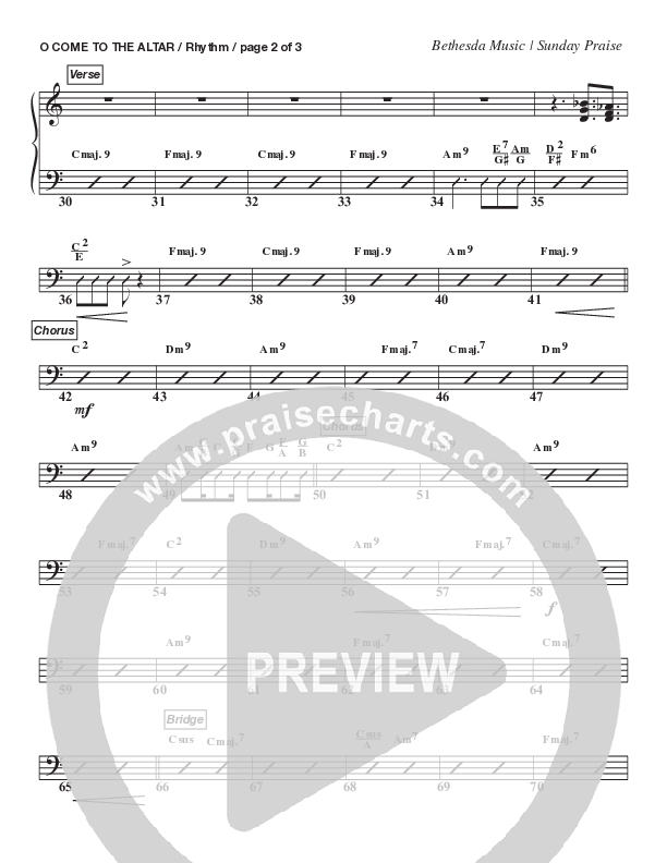 O Come To The Altar (Live) Rhythm Chart (Bethesda Music / Arr. Brent Brunson)