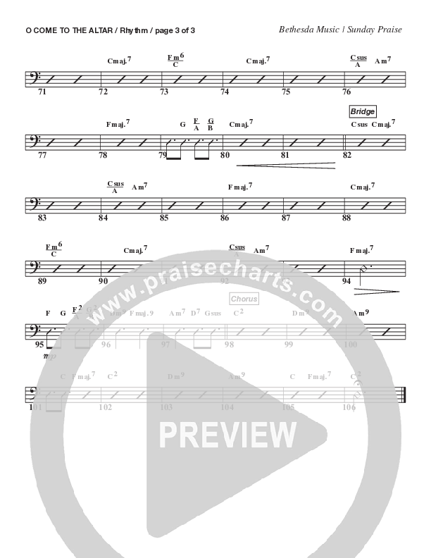 O Come To The Altar (Live) Rhythm Chart (Bethesda Music / Arr. Brent Brunson)