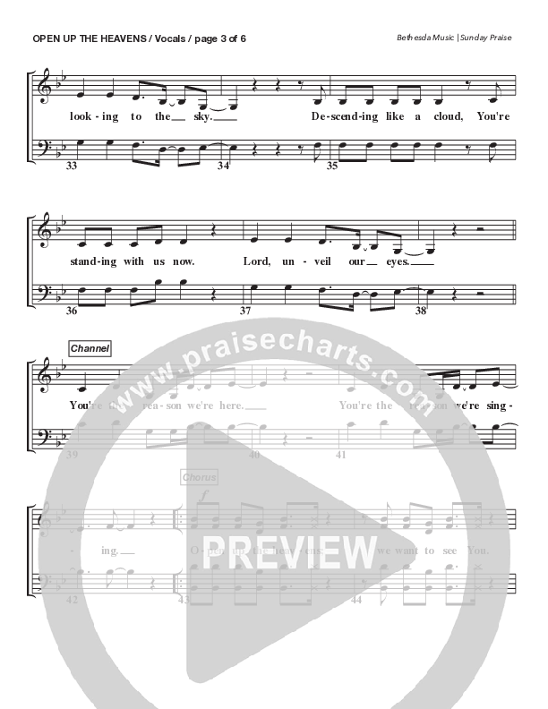 Open Up The Heavens (Live) Choir Sheet (SATB) (Bethesda Music / Arr. Brent Brunson)