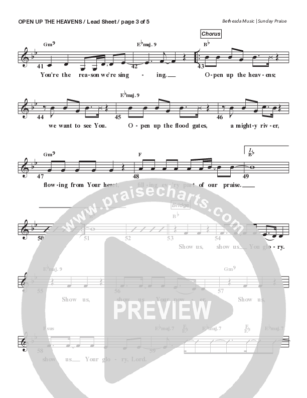 Open Up The Heavens (Live) Lead Sheet Melody (Bethesda Music / Arr. Brent Brunson)