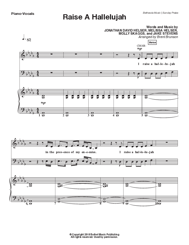 Raise A Hallelujah (Live) Anthem (SATB/Piano) (Bethesda Music / Arr. Brent Brunson)
